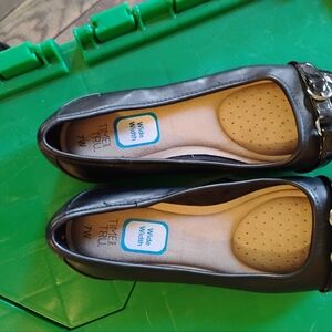 Time and Tru Women's Black Loafers with Silver Accent